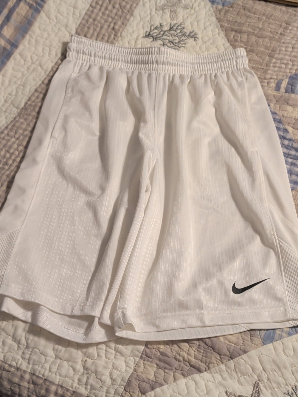 Nike Men’s White Athletic Shorts with Black Swoosh